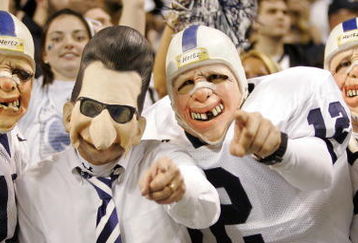 SAN ANTONIO - DECEMBER 29:  Penn State Nittany Lions fans dressed as head coach Joe Paterno and players cheer against the Texas A&M Aggies during the Valero Alamo Bowl on December 29, 2007 at the Alamodome in San Antonio, Texas.  (Photo by Brian Bahr/Getty Images)