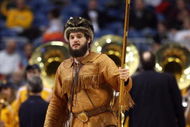 MINNEAPOLIS - MARCH 20: The mascot for the West Virginia Moutaineers stands on the court against the Dayton Flyers during the first round of the NCAA Division I Men's Basketball Tournament at the Hubert H. Humphrey Metrodome on March 20, 2009 in Minneapolis, Minnesota. (Photo by Jonathan Daniel/Getty Images)