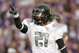 SEATTLE - OCTOBER 24:  Running back LaMichael James #21 of the Oregon Ducks points to the crowd after scoring a touchdown in the second half against the Washington Huskies on October 24, 2009 at Husky Stadium in Seattle, Washington. The Ducks defeated the Huskies 43-19. (Photo by Otto Greule Jr/Getty Images)
