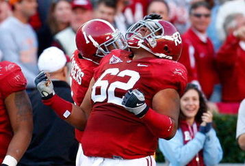 TUSCALOOSA, AL - OCTOBER 24:  Terrence Cody #62 of the Alabama Crimson Tide reacts after blocking a field goal in the first half against the Tennessee Volunteers at Bryant-Denny Stadium on October 24, 2009 in Tuscaloosa, Alabama.  (Photo by Kevin C. Cox/Getty Images)