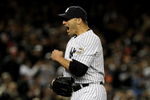NEW YORK - OCTOBER 25:  Andy Pettitte #46 of the New York Yankees celebrates the end of the top of the sixth inning of Game Six of the ALCS against the Los Angeles Angels of Anaheim during the 2009 MLB Playoffs at Yankee Stadium on October 25, 2009 in New York, New York.  (Photo by Al Bello/Getty Images)