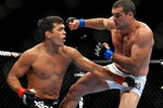 LOS ANGELES, CA - OCTOBER 24:  UFC Light Heavyweight Champion Lyoto Machida (R) battles with UFC Light Heavyweight challenger Mauricio Rua (L) during their title fight at UFC 104 at Staples Center on October 24, 2009 in Los Angeles, California.  (Photo by Jon Kopaloff/Getty Images)