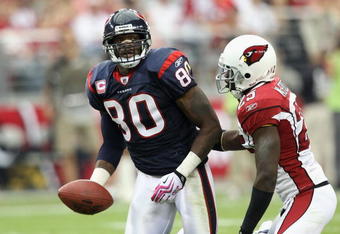 GLENDALE, AZ - OCTOBER 11:  Wide receiver Andre Johnson #80 of the Houston Texans in action during the NFL game against the Arizona Cardinals at the Universtity of Phoenix Stadium on October 11, 2009 in Glendale, Arizona. The Cardinals defeated the Texans 28-21.  (Photo by Christian Petersen/Getty Images)