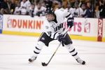 BOSTON - MARCH 17:  Bobby Butler #12 of the New Hampshire Wildcats handles the puck during the Hockey East Tournament on March 17,2007 at TD Banknorth Garden in Boston, Massachusetts. Boston College defeated New Hampshire 5-2 to win the Hockey East championship game. (Photo by Elsa/Getty Images)