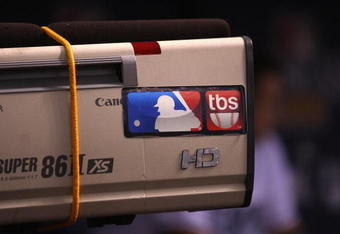 ST PETERSBURG, FL - OCTOBER 18:  TBS cameras during game six of the American League Championship Series between the Boston Red Sox and the Tampa Bay Rays during the 2008 MLB playoffs on October 18, 2008 at Tropicana Field in St Petersburg, Florida.  (Photo by Elsa/Getty Images)