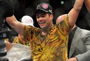 LOS ANGELES, CA - OCTOBER 24:  UFC Light Heavyweight Champion Lyoto Machida celebrates his victory over UFC Light Heavyweight challenger Mauricio Rua (not pictured) in their title fight at UFC 104 at Staples Center on October 24, 2009 in Los Angeles, California. Machida retained his title by way of unanimous decision.  (Photo by Jon Kopaloff/Getty Images)
