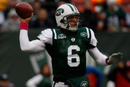 EAST RUTHERFORD, NJ - OCTOBER 18:  Mark Sanchez #6 of the New York Jets throws a pass against the Buffalo Bills during the game on October 18, 2009 at Giants Stadium in East Rutherford, New Jersey. The Bills defeated the Jets 16-13 in overtime.  (Photo by Jared Wickerham/Getty Images)