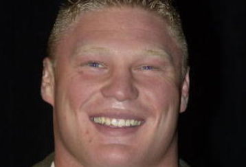 NEW YORK - MARCH 18:  World Wrestling Entertainment Wrestler Brock Lesnar attends a media conference announcing the all-star lineup of WWE WrestleMania XIX at ESPN Zone in Times Square March 18, 2003 in New York City.  (Photo by Mark Mainz/Getty Images)