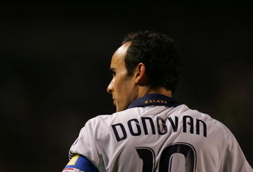 CARSON, CA - JULY 11:  Landon Donovan #10 of the Los Angeles Galaxy looks on during a break in MLS game action against against Chivas USA at The Home Depot Center on July 11, 2009 in Carson, California. The Galaxy defeated Chivas USA 1-0.  (Photo by Victor Decolongon/Getty Images)