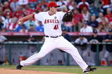 ANAHEIM, CA - OCTOBER 22:  Starting pitcher John Lackey #41 of the Los Angeles Angels of Anaheim pitches in the first inning against the New York Yankees in Game Five of the ALCS during the 2009 MLB Playoffs at Angel Stadium on October 22, 2009 in Anaheim, California.  (Photo by Stephen Dunn/Getty Images)