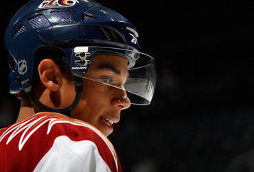 ATLANTA - OCTOBER 22:  Evander Kane #9 of the Atlanta Thrashers warms up before facing the Washington Capitals at Philips Arena on October 22, 2009 in Atlanta, Georgia.  (Photo by Kevin C. Cox/Getty Images)