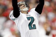 GLENDALE, AZ - JANUARY 18:  Kicker David Akers #2 of the Philadelphia Eagles reacts after making a 33-yard field goal in the second quarter during the NFC championship game against the Arizona Cardinals  on January 18, 2009 at University of Phoenix Stadium in Glendale, Arizona.  (Photo by Jamie Squire/Getty Images)