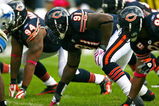 CHICAGO - OCTOBER 04: Tommie Harris #91 of the Chicago Bears awaits the start of play against the Detroit Lions on October 4, 2009 at Soldier Field in Chicago, Illinois. The Bears defeated the Lions 48-24.  (Photo by Jonathan Daniel/Getty Images)
