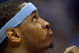 DENVER - MAY 29:  Carmelo Anthony #15 of the Denver Nuggets looks on from the bench in the fourth quarter of Game Six of the Western Conference Finals during the 2009 NBA Playoffs against the Los Angeles Lakers at Pepsi Center on May 29, 2009 in Denver, Colorado. NOTE TO USER: User expressly acknowledges and agrees that, by downloading and or using this photograph, User is consenting to the terms and conditions of the Getty Images License Agreement.  (Photo by Jed Jacobsohn/Getty Images)