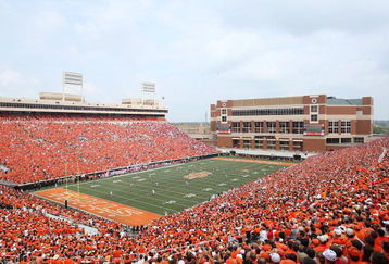STILLWATER, OK - SEPTEMBER 5:  An overhead view of the opening kick off of the game between the Georgia Bulldogs and the Oklahoma State Cowboys at Boone Pickens Stadium on September 5, 2009 in Stillwater, Oklahoma. (Photo by Christian Petersen/Getty Images)