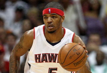 ATLANTA - APRIL 28: Forward Josh Smith #5 of the Atlanta Hawks brings the ball upcourt in Game Four of the Eastern Conference Quarterfinals against the Boston Celtics during the 2008 NBA Playoffs at the Philips Arena on April 28, 2008 in Atlanta, Georgia. The Hawks beat the Celtics 97-92 to tie the best-of-seven series at 2-2.  NOTE TO USER: User expressly acknowledges and agrees that, by downloading and or using this photograph, User is consenting to the terms and conditions of the Getty Images License Agreement. (Photo by Mike Zarrilli/Getty Images)