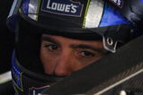 CONCORD, NC - OCTOBER 16:  Jimmie Johnson, driver of the #48 Lowe's Chevrolet, sits in his car during practice for the NASCAR Sprint Cup Series NASCAR Banking 500 at Lowe's Motor Speedway on October 16, 2009 in Concord, North Carolina.  (Photo by Geoff Burke/Getty Images for NASCAR)