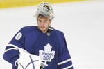 MISSISSAUGA, CANADA - AUGUST 26:  Goaltender Jonas Gustavsson #50 of the Toronto Maple Leafs looks on during the Upper Deck NHL Rookie Debut on August 26, 2009 at the Hershey Centre in Mississauga, Ontario.  (Photo By Dave Sandford/Getty Images)