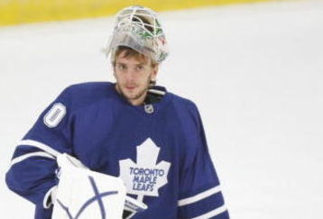 MISSISSAUGA, CANADA - AUGUST 26:  Goaltender Jonas Gustavsson #50 of the Toronto Maple Leafs looks on during the Upper Deck NHL Rookie Debut on August 26, 2009 at the Hershey Centre in Mississauga, Ontario.  (Photo By Dave Sandford/Getty Images)