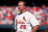 9 Apr 2000: Mark McGwire #25 of the St. Louis Cardinals walks on the field  during a game against the Milwaukee Brewers at the Bush Stadium in St. Louis, Missouri. The Cardinals defeated the Brewers 11-2. Mandatory Credit: Elsa Hasch  /Allsport