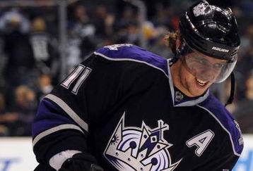 LOS ANGELES, CA - OCTOBER 03:  Anze Kopitar #11 of the Los Angeles Kings warm up against the Phoenix Coyotes before the game at the Staples Center on October 3, 2009 in Los Angeles, California.  (Photo by Harry How/Getty Images)