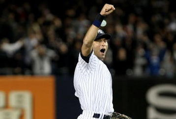 NEW YORK - OCTOBER 25:  Derek Jeter #2 of the New York Yankees celebrates their 5-2 victory over the Los Angeles Angels of Anaheim at the end of the top of the ninth inning in Game Six of the ALCS during the 2009 MLB Playoffs at Yankee Stadium on October 25, 2009 in the Bronx borough of New York City.  (Photo by Nick Laham/Getty Images)