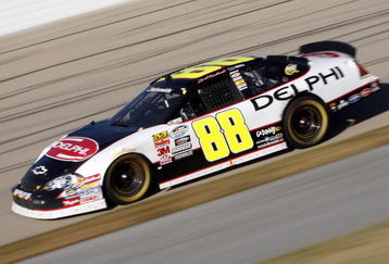 MEMPHIS, TN - OCTOBER 24:   Brad Keselowski , driver of the #88 Delphi Chevrolet leads the pack during the NASCAR Nationwide series Kroger 'On Track For  Cure' 250 race at the Memphis Motorsports Park on October 24, 2009 in Memphis, Tennessee.  (Photo by John Sommers II/Getty Images)