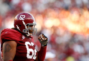 TUSCALOOSA, AL - OCTOBER 24:  Terrence Cody #62 of the Alabama Crimson Tide walks off the field after a defensive series against the Tennessee Volunteers at Bryant-Denny Stadium on October 24, 2009 in Tuscaloosa, Alabama.  (Photo by Kevin C. Cox/Getty Images)