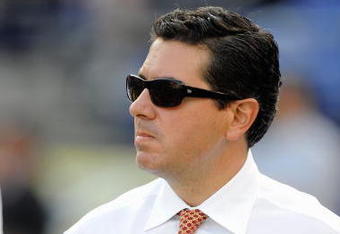 BALTIMORE, MD - AUGUST 13:  Dan Snyder, owner of the Washington Redskins, during warm ups of a NFL preseason football game against the Baltimore Ravens on August 13, 2009 at M & T Bank Stadium in Baltimore, Maryland.   (Photo by Mitchell Layton/Getty Images)
