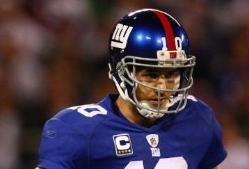 EAST RUTHERFORD, NJ - OCTOBER 25:  Eli Manning #10 of the New York Giants reacts after a bad pass against the Arizona Cardinals on October 25, 2009 at Giants Stadium in East Rutherford, New Jersey.  (Photo by Chris McGrath/Getty Images)