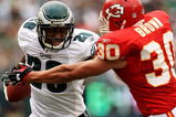 PHILADELPHIA - SEPTEMBER 27:  LeSean McCoy #29 of the Philadelphia Eagles tries to break free from Mike Brown #30 of the Kansas City Chiefs during their game on September 27, 2009 at Lincoln Financial Field in Philadelphia, Pennsylvania.  (Photo by Travis Lindquist/Getty Images)