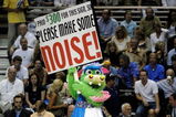 ORLANDO, FL - MAY 26:  Orlando Magic mascot 'Stuff' performs during a break in play between the Cleveland Cavaliers and the Orlando Magic in Game Four of the Eastern Conference Finals during the 2009 NBA Playoffs at the Amway Arena on May 26, 2009 in Orlando, Florida. NOTE TO USER: User expressly acknowledges and agrees that, by downloading and or using this photograph, User is consenting to the terms and conditions of the Getty Images License Agreement.  (Photo by Sam Greenwood/Getty Images)
