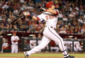 PHOENIX - SEPTEMBER 23:  Gerardo Parra #9 of the Arizona Diamondbacks bats during the major league baseball game against the San Francisco Giants at Chase Field on September 23, 2009 in Phoenix, Arizona. The Giants defeated the Diamondbacks 5-2.  (Photo by Christian Petersen/Getty Images)