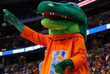 TAMPA, FL - MARCH 13:  The mascot of the Florida Gators cheers during the game against the Auburn Tigers during the quaterfinal round of the SEC Men's Basketball Tournament on March 13, 2009 at The St. Pete Times Forum in Tampa, Florida.  (Photo by Chris Graythen/Getty Images)