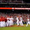 PHILADELPHIA - OCTOBER 21:  The Philadelphia Phillies celebrate defeating the Los Angeles Dodgers 10-4 to advance to the World Series in Game Five of the NLCS during the 2009 MLB Playoffs at Citizens Bank Park on October 21, 2009 in Philadelphia, Pennsylvania.  (Photo by Jeff Zelevansky/Getty Images)