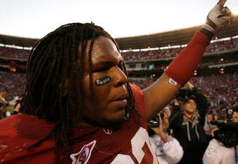 TUSCALOOSA, AL - OCTOBER 24:  Terrence Cody #62 of the Alabama Crimson Tide celebrates after blocking the game-winning field goal in their 12-10 win over the Tennessee Volunteers at Bryant-Denny Stadium on October 24, 2009 in Tuscaloosa, Alabama.  (Photo by Kevin C. Cox/Getty Images)