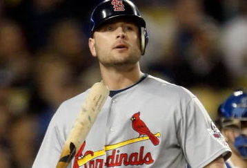 LOS ANGELES, CA - OCTOBER 07:  Matt Holliday #15 of the St. Louis Cardinals reacts after striking out in the seventh inning of Game One of the NLDS during the 2009 MLB Playoffs against the Los Angeles Dodgers at Dodger Stadium on October 7, 2009 in Los Angeles, California.  (Photo by Jeff Gross/Getty Images)