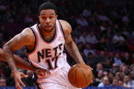 NEW YORK - MARCH 18: Chris Douglas-Roberts #17 of the New Jersey Nets drives against the New York Knicks at Madison Square Garden March 18, 2009 in New York City. NOTE TO USER: User expressly acknowledges and agrees that, by downloading and/or using this Photograph, User is consenting to the terms and conditions of the Getty Images License Agreement. (Photo by Chris McGrath/Getty Images)