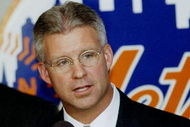 NEW YORK - OCTOBER 26: General Manager Steve Phillips (R) of the New York Mets talks during a press conference about Mike Piazza (L) October 26, 1998 in New York City. Phillips has been fired June 12, 2003 by the New York Mets after the team has languished in the bottom of the standings,15 games behind the first place Atlanta Braves. (Photo by Jamie Squire/Getty Images)