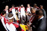 CLEVELAND - MAY 28:  LeBron James #23 of the Cleveland Cavaliers speaks to his teammates before Game Five of the Eastern Conference Finals against the Orlando Magic during the 2009 Playoffs at Quicken Loans Arena on May 28, 2009 in Cleveland, Ohio. NOTE TO USER: User expressly acknowledges and agrees that, by downloading and or using this photograph, User is consenting to the terms and conditions of the Getty Images License Agreement  (Photo by Gregory Shamus/Getty Images)