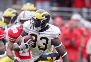 COLUMBUS, OH - NOVEMBER 22:  Boubacar Cissoko #33 of the Michigan Wolverines carries the ball during the Big Ten Conference game against the Ohio State Buckeyes at Ohio Stadium on November 22, 2008 in Columbus, Ohio.  (Photo by Andy Lyons/Getty Images)