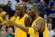 LAS VEGAS - OCTOBER 15:  Lamar Odom #7 and Kobe Bryant #24 of the Los Angeles Lakers walk to the bench during their preseason game against the Sacramento Kings at the Thomas & Mack Center October 15, 2009 in Las Vegas, Nevada. NOTE TO USER: User expressly acknowledges and agrees that, by downloading and/or using this Photograph, user is consenting to the terms and conditions of the Getty Images License Agreement.  (Photo by Ethan Miller/Getty Images)