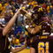 MINNEAPOLIS - SEPTEMBER 13:  Wide receiver Eric Decker #7 of the Minnesota Golden Gophers celebrates after scoring a touchdown in the second quarter against the Montana State Bobcats at the Metrodome on September 13, 2008 in Minneapolis, Minnesota.  (Photo by Jeff Gross/Getty Images)