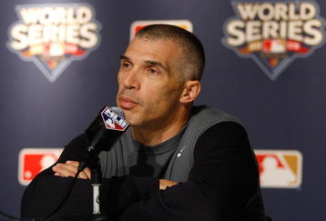 NEW YORK - OCTOBER 27:  Manager Joe Girardi of the New York Yankees talks at a press conference after World Series workouts on October 27, 2009 at Yankee Stadium in the Bronx borough of New York City.  (Photo by Jared Wickerham/Getty Images)