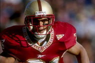 7 Nov 1998: Running back Mike Cloud #21 of the Boston College Eagles in action during a game against the Notre Dame Fighting Irish at the Alumni Stadium in Chestnut Hill, Massachusetts. The Fighting Irish defeated the Eagles 31-26. Mandatory Credit: Ezra O. Shaw /Allsport