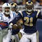 ST. LOUIS, MO - OCTOBER 25: Pierre Garcon #85 of the Indianapolis Colts attempts to make a catch against Oshiomogho Atogwe #21 of the St. Louis Rams at the Edward Jones Dome on October 25, 2009 in St. Louis, Missouri.  The Colts beat the Rams 42-6.  (Photo by Dilip Vishwanat/Getty Images)