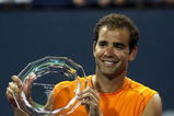 LOS ANGELES, CA - JULY 27:  Pete Sampras is presented with a plate as the tournament honoree during the LA Tennis Open Day 1 at Los Angeles Tennis Center - UCLA on July 27, 2009 in Los Angeles, California.  (Photo by Stephen Dunn/Getty Images)