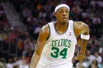 CLEVELAND - OCTOBER 27:  Paul Pierce #34 of the Boston Celtics drives the ball to the basket during the season opener against the Cleveland Cavaliers at Quicken Loans Arena on October 27, 2009 in Cleveland, Ohio.  NOTE TO USER: User expressly acknowledges and agrees that, by downloading and or using this photograph, User is consenting to the terms and conditions of the Getty Images License Agreement. (Photo by Gregory Shamus/Getty Images)