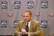 NEW ORLEANS - JANUARY 08: Head coach Les Miles of the LSU Tigers talks to the media durinig his press conference at the Marriott Convention Center on January 8, 2008 in New Orleans, Louisiana. (Photo by Doug Benc/Getty Images)