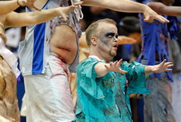 DALLAS - OCTOBER 27:  Entertainers perform to Michael Jackson's 'Thriller' during play between the Washington Wizards and the Dallas Mavericks on October 27, 2009 at American Airlines Center in Dallas, Texas.  NOTE TO USER: User expressly acknowledges and agrees that, by downloading and/or using this Photograph, user is consenting to the terms and conditions of the Getty Images License Agreement.  (Photo by Ronald Martinez/Getty Images)